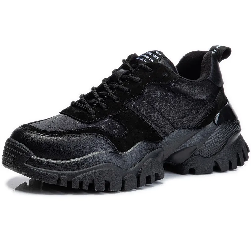 

Dropshipping Women Black Shinning Chunky Sneakers Fashion Breathable Women's Shoes Comfortable Footwear for Female