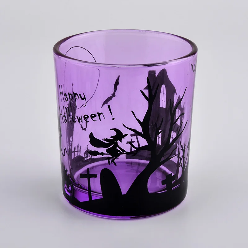 purple glass candle holder