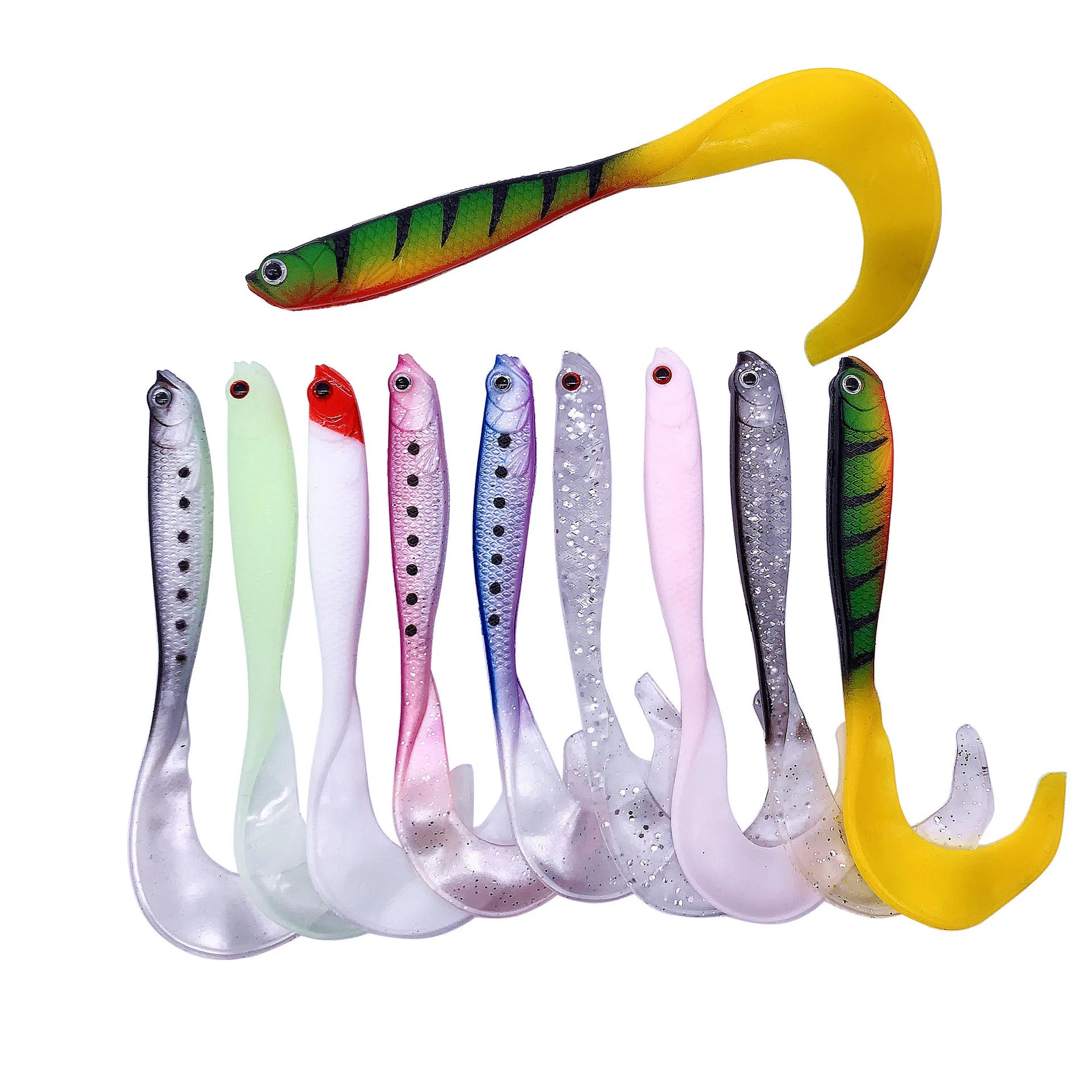 

HAWKLURE curl tails soft lure 12.5cm 6.5g luminous artificial silicone bait soft grub fishing worm