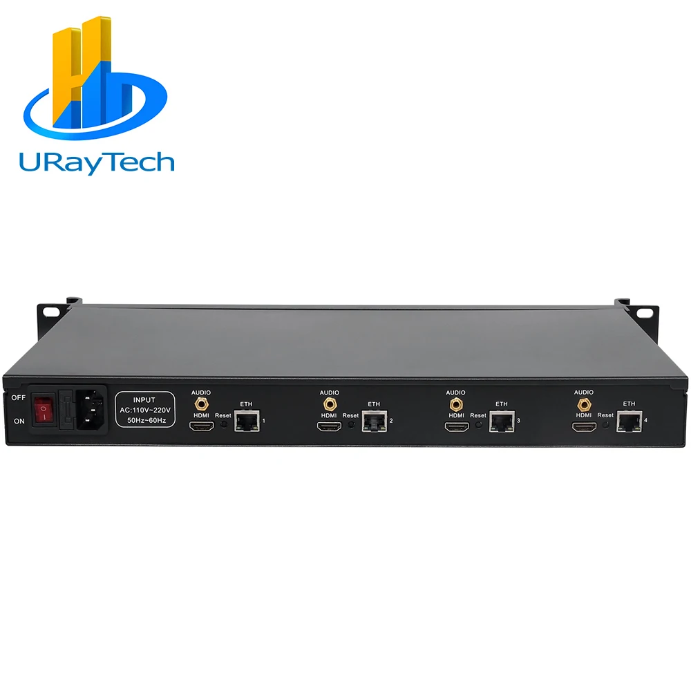 

1U Rack 4 Channels HEVC H.265 H.264 HD HDMI IP Video Streaming Encoder Transmitter IPTV Encoder H265 RTMPS SRT
