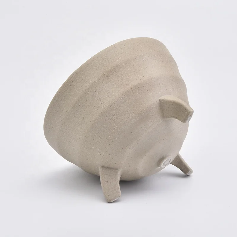 Empty matte ceramic candle containers bowl votive church candle holders with three footholds home decoration wholesale