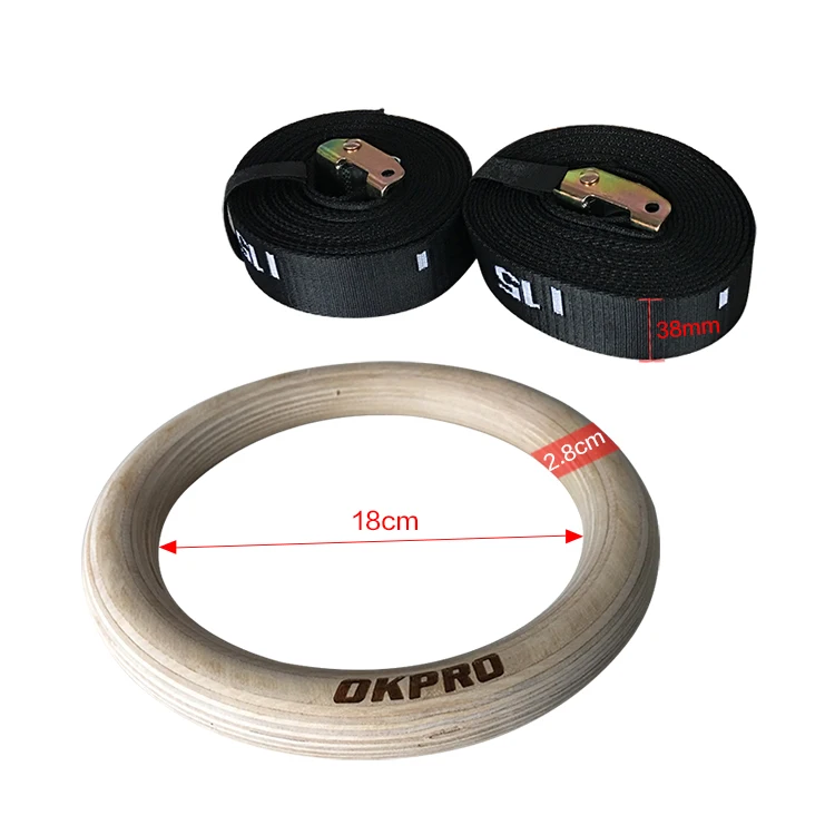 

OKPRO Fitness Gym Rings Wooden Gymnastic Rings, Wood color