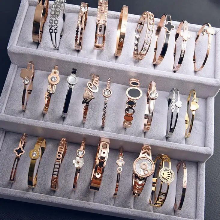 

Wholesale Fashion Stainless Steel Anti Allergy Open Bangle Bracelets Jewelry Bangle, Rose gold