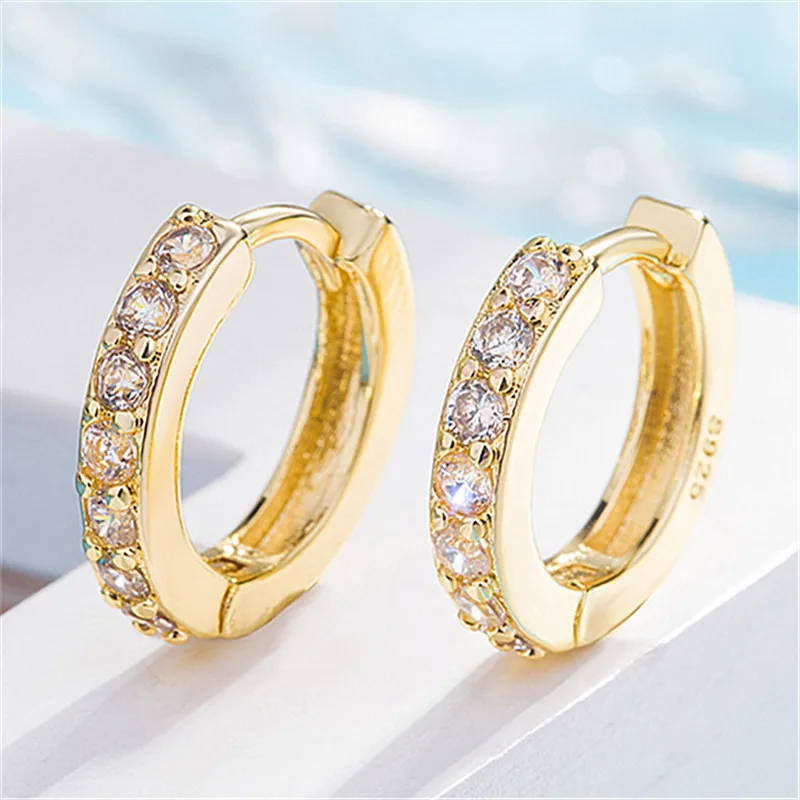 

Fashion S925 Silver handmade jewelry temperament korean ear cuff fashion hoop earrings cubic zirconia earrings for women girls
