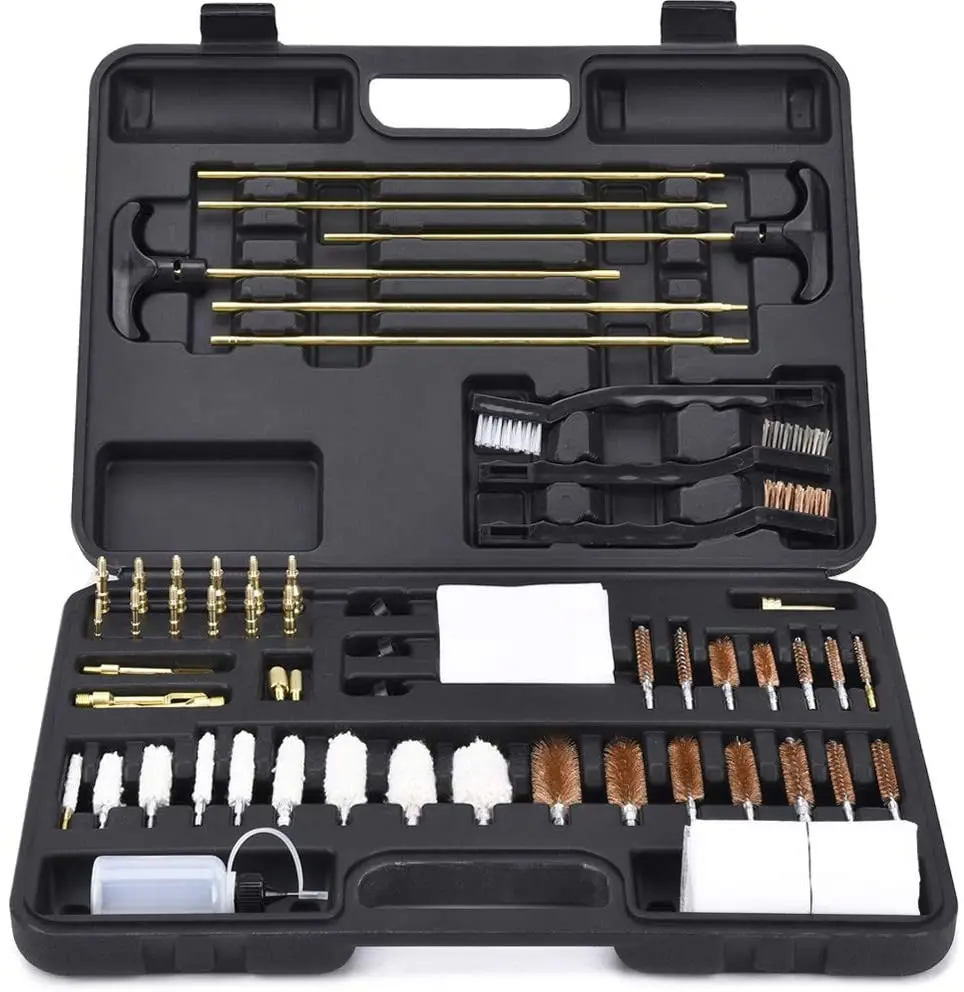 

universal gun Cleaning Kit, For Use With All Weapons from .22cal to 12 ga Shotgun, Black, blue