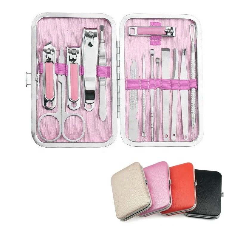 

Multicolour 14 Pieces Set De Manicura 14pcs Manicure Pedicure kit Stainless Steel Nail Clippers Nail tool kit with Leather Case, According to options