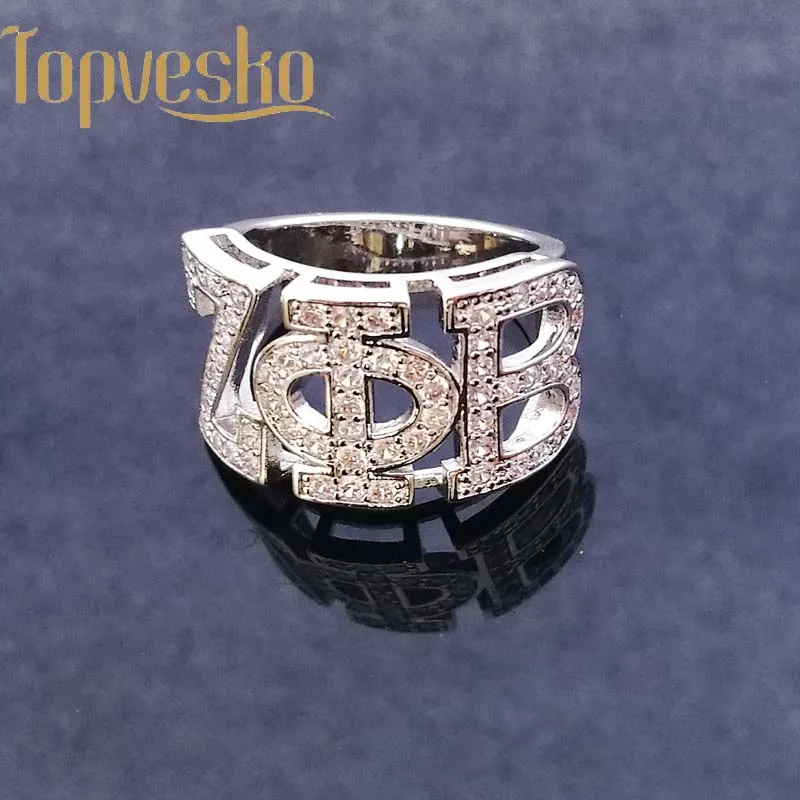 

Greece Greek Top quality Cubic zirconia custom 925 silver Sorority Dst letter Sorority ZPB ZETA PHI BETA Ring, Picture