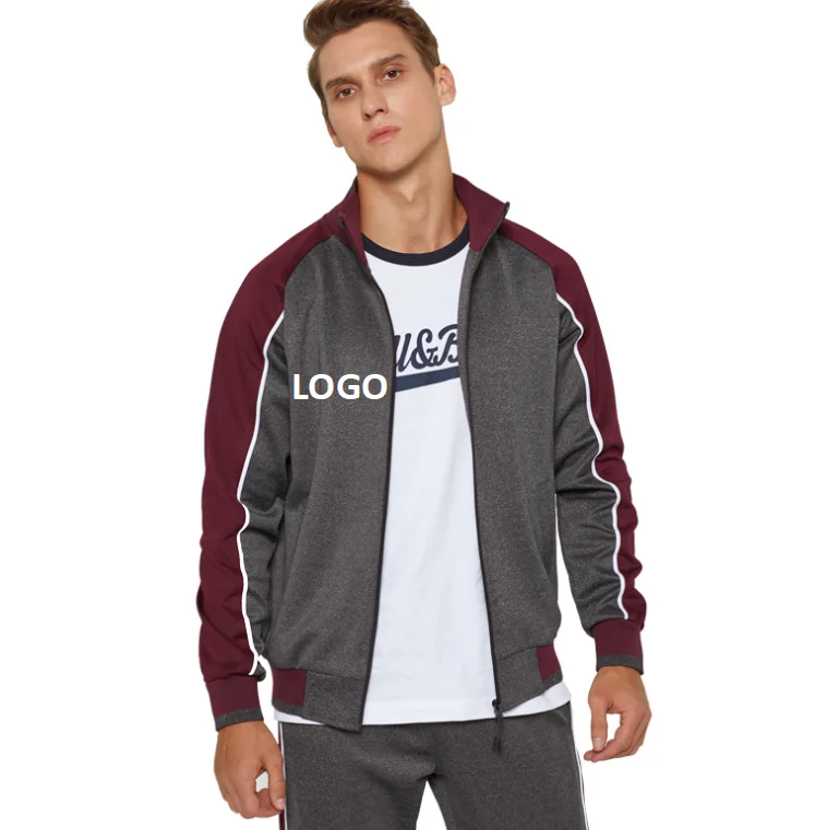 

Cheap Wholesale Vintage Team Tracksuit Slim Fit Contrast Color Patchwork Zip Unisex Sport Sets Custom Logo, As picture