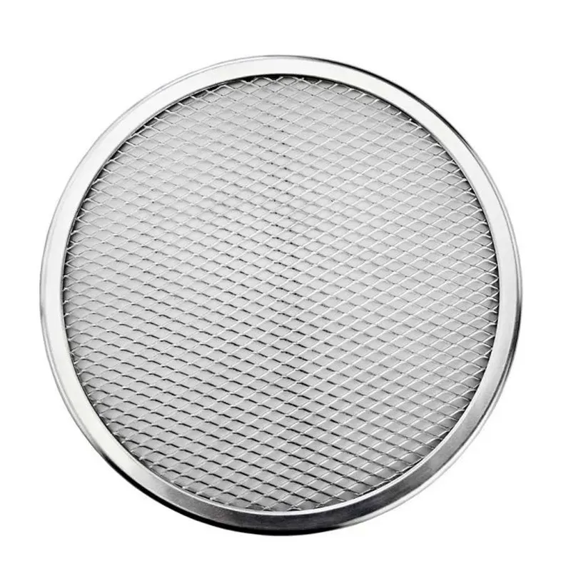 

Home Baking Complete Set Custom Perforated Round Aluminum Foil Pizza Tray Pan, Silver