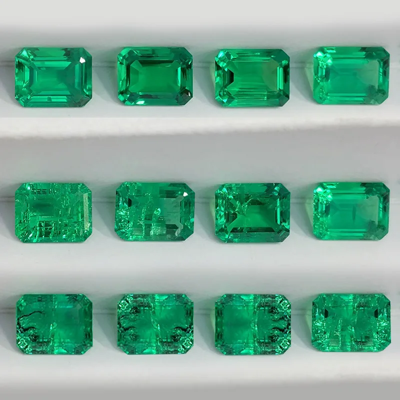 Starsgem 3*5mm-10*14mm Emerald Cut Colombian Emerald With Inclusion Lab Emerald Stone
