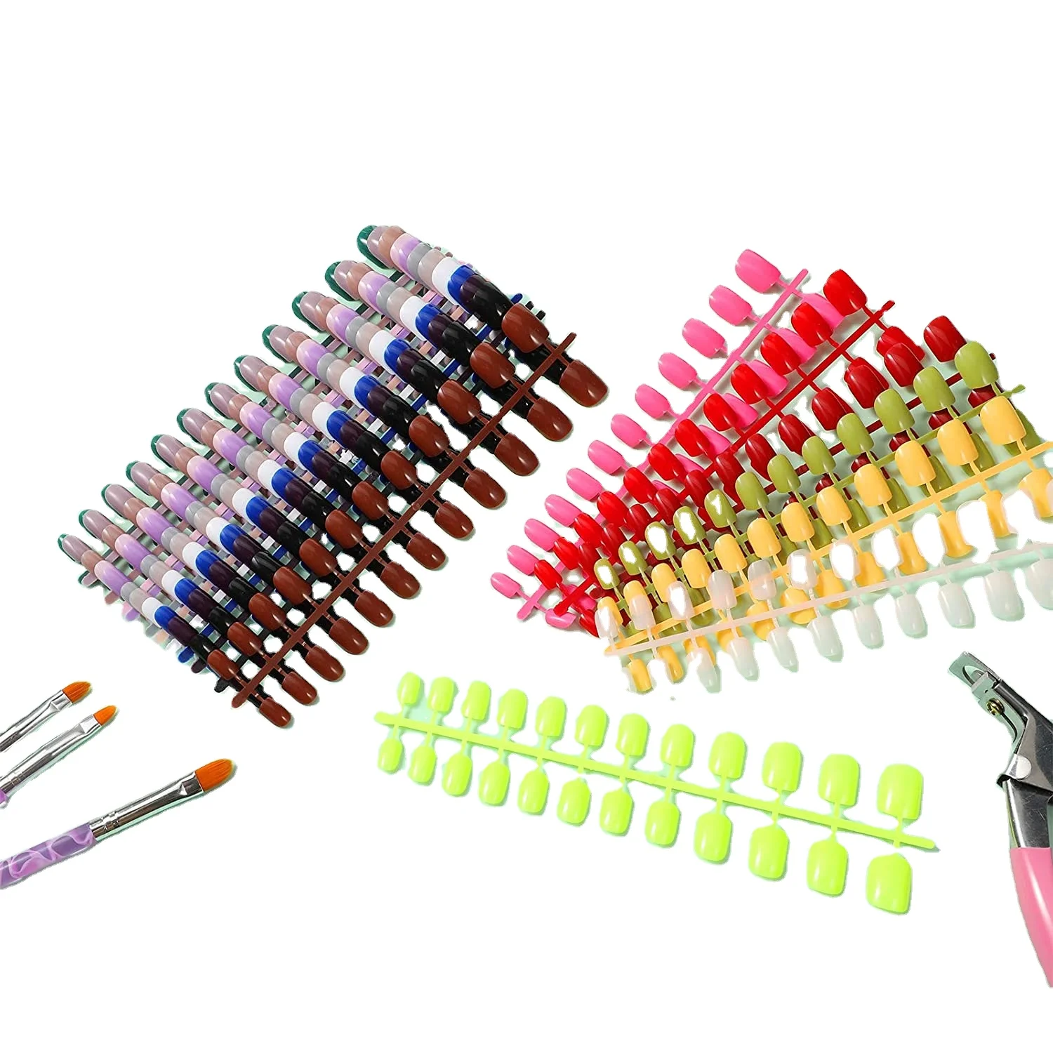 

Short Square Colored Acrylic Full Cover Nails Tips Artificial DIY Press on Nails