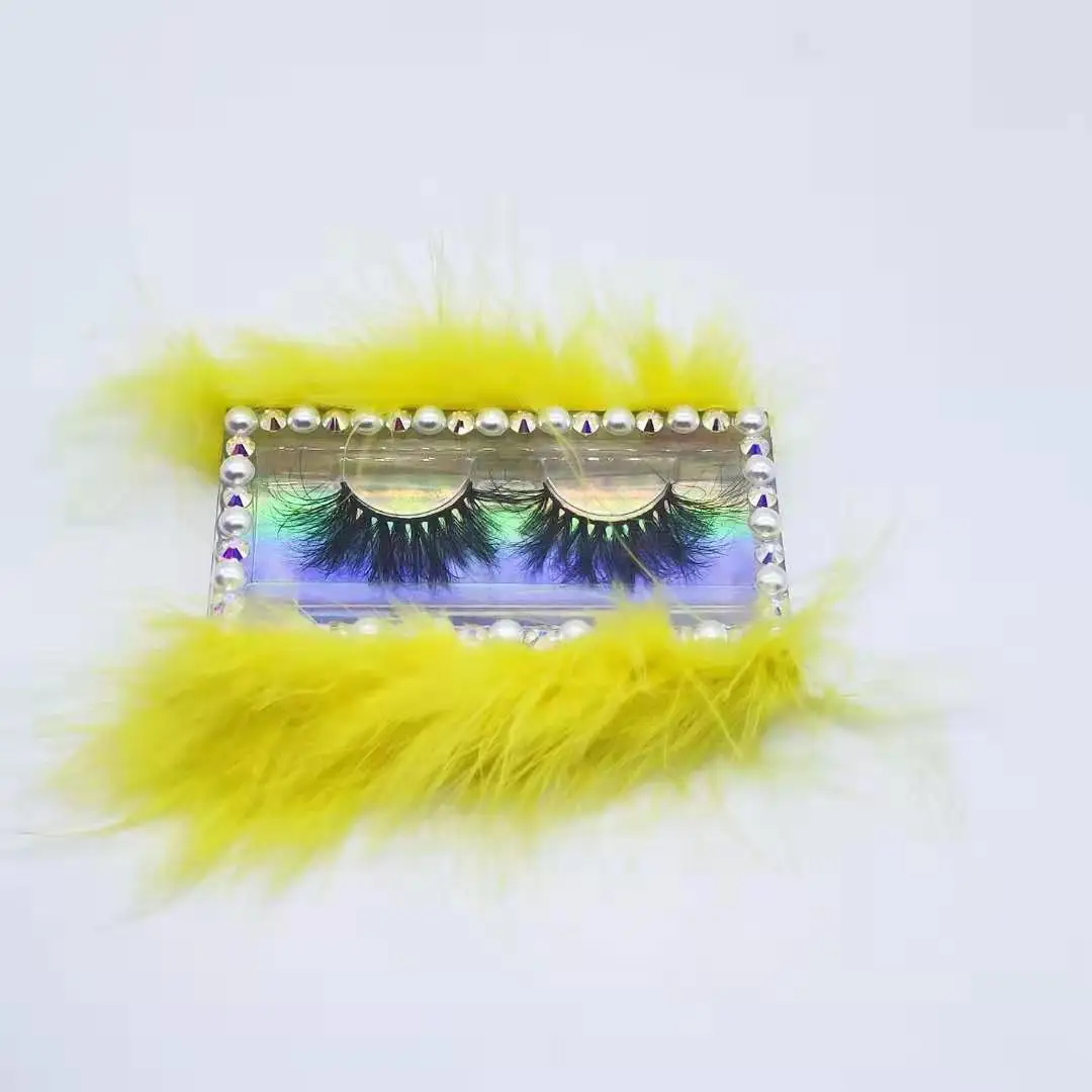 

Super Fluffy Mink Fur Lashes Dramatic Long 25mm Thick Curly Mink Eyelashes, Black color