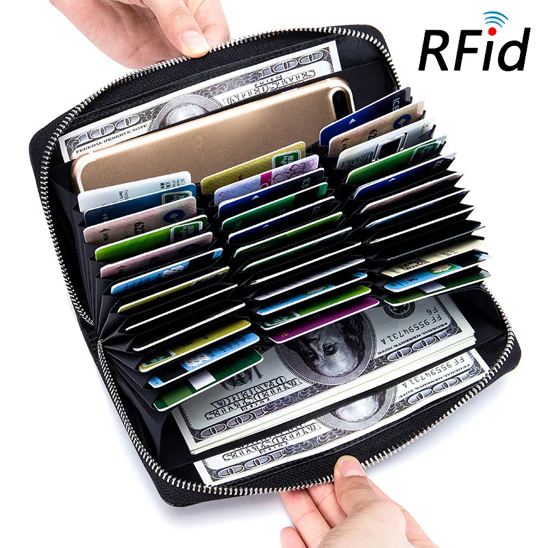 

Leather long wallet passport bag rfid multi-card multi-function card holder, Any color