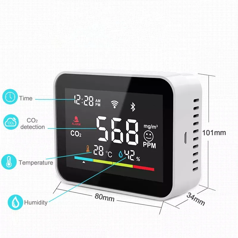 

RSH 2022 Mini Indoor Handheld Portable Wifi Air Quality Carbon Dioxide Gas Detector Co2 Meter Smart Sensor Monitor Alarm