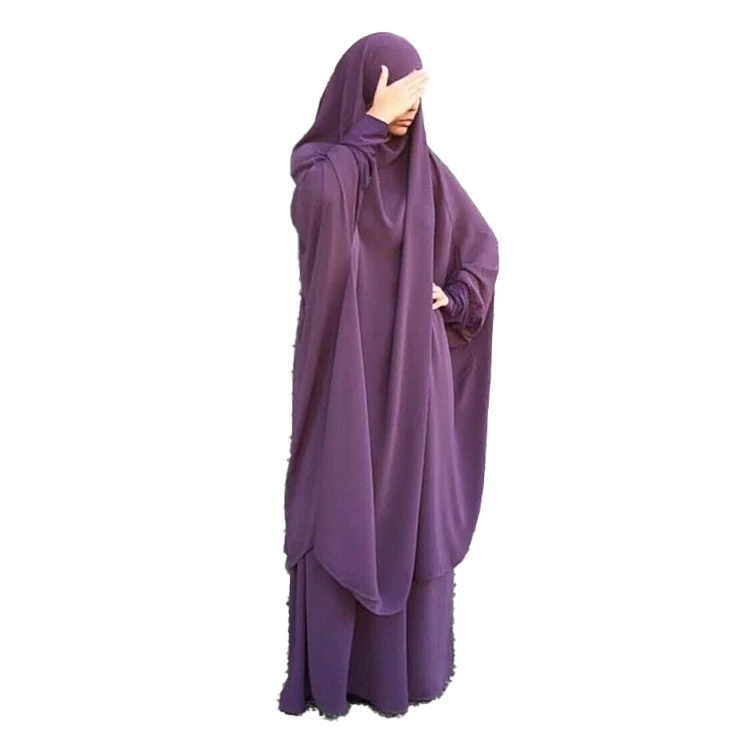 

2021 Aliexpress Solid Color Robe Dubai Islamic Overhead Long Abaya With Hijab Muslim Dress, Multi color