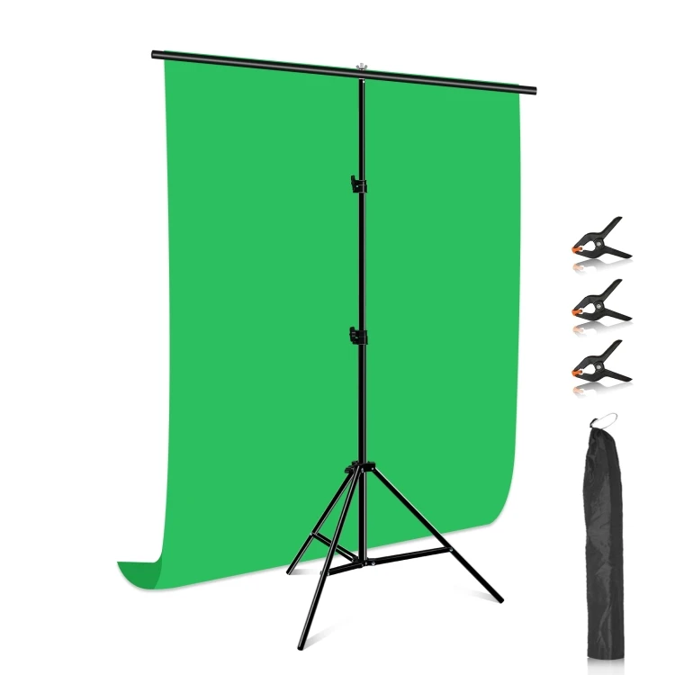 

PULUZ  T-Shape Photo Studio Background Support Stand Backdrop Crossbar Bracket Kit with Clips( Green