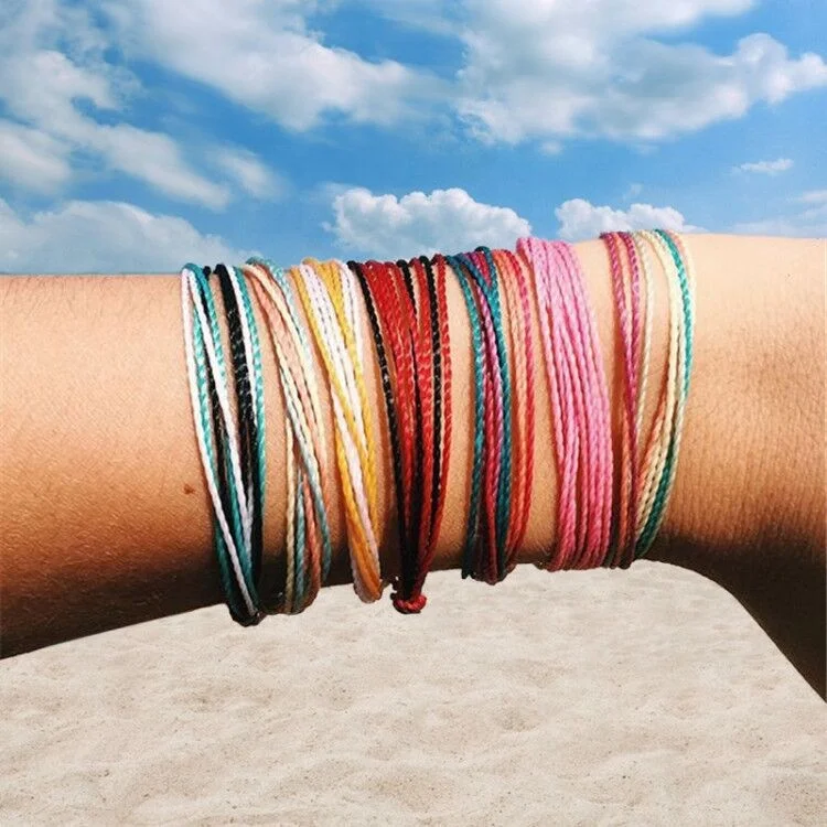 

Toppik multi-layer colorful wax string braided friendship bracelet waterproof beach cheap jewelry, Multi-colors