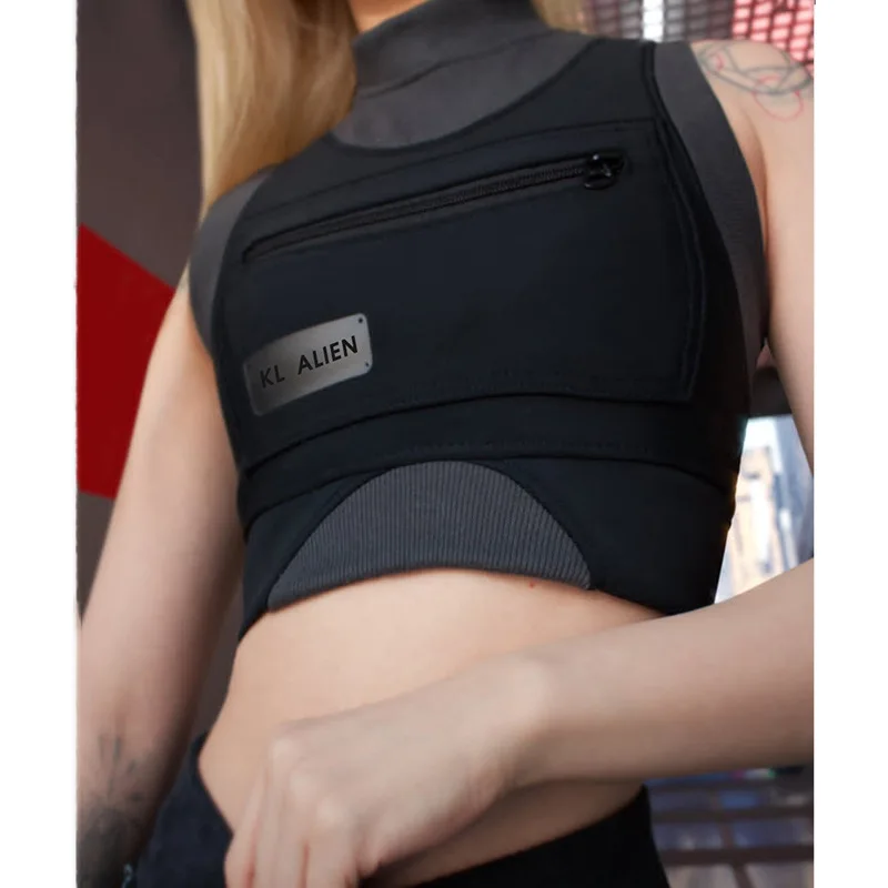 

Yingchao 2020 New Design Casual Patchwork Tight Printing Sleeveless Bodysuit Crop Top Sports Vest Shirt for Women Clothing