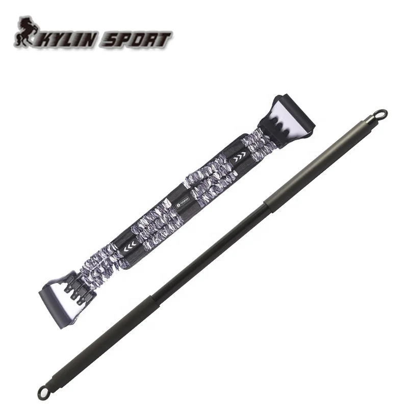

Kylinsport colorful camouflage bench press resistance band with detachable training bar home exercise, Customized color