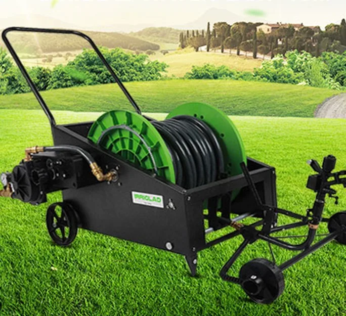 

IRRIGLAD Mechanical Fully Automatic Irrigation Garden Hose Reel Cart, 131Ft Retractable Water Planting Truck, Black+green