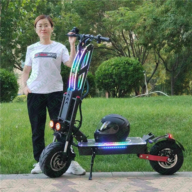 

REALMAX fastest 72 Volt Stand Dual Motor 13inch 60v 8000w folding 72v 10000w Electric Scooter with seat