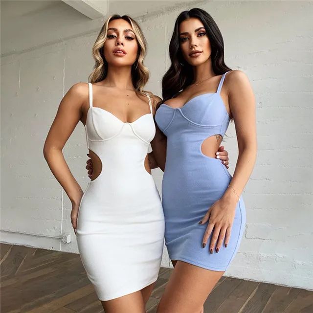 

New Fashion Sexy Hollow Dress Women's Slim Sling Dress, Picture color