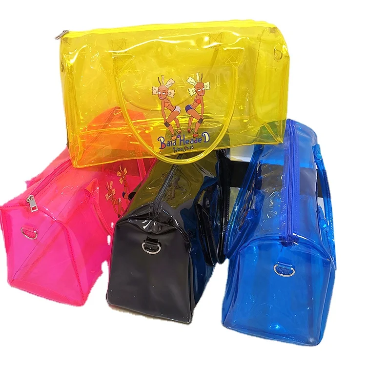 

clear overnight tote spend da night pvc duffle bag travel pvc bag PVC transparent colorful duffle bags gym, Customers' requirement