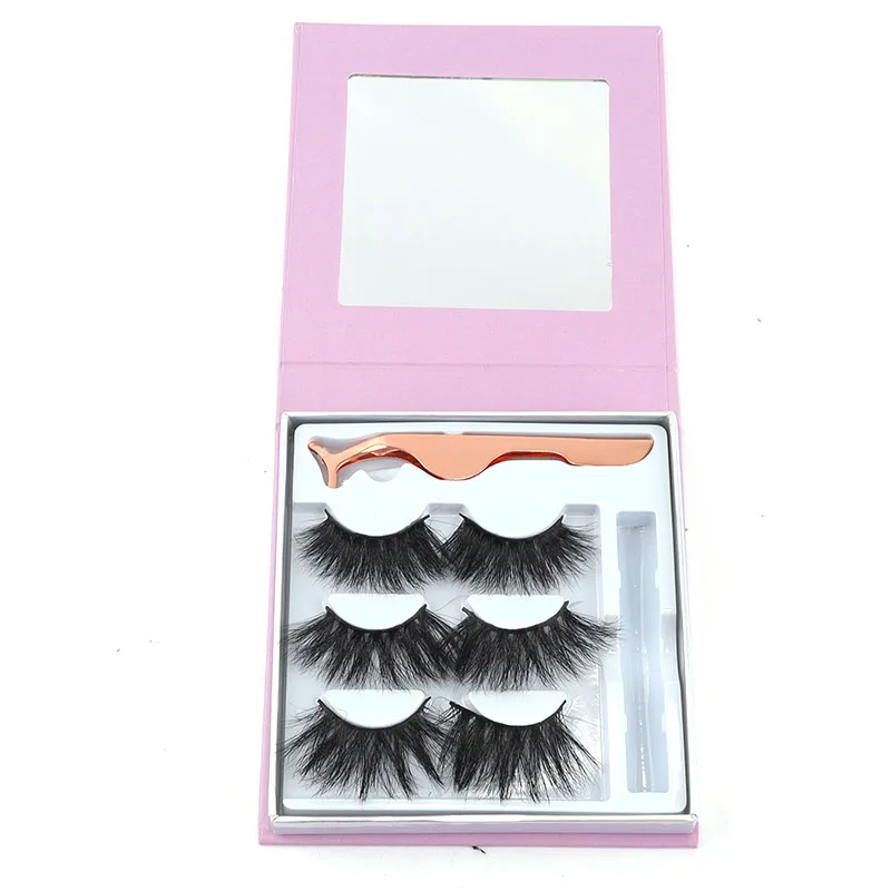 

3D mink eyelashes beautiful and luxury eyelash packaging box with mirror
