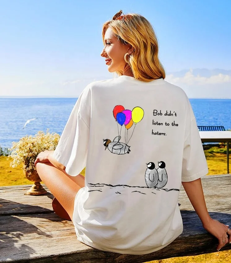 

Drop Shipping Custom Graphic Drop Shoulder Tee Cotton Oversized Fashional Tshirt Women