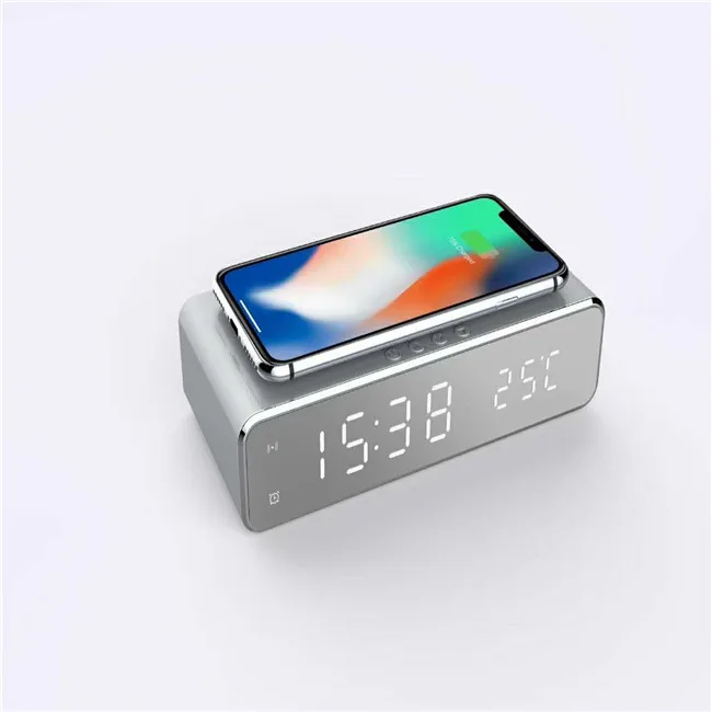 

amazon hot sale clam clock with temperture QI 3.0 wireless charging