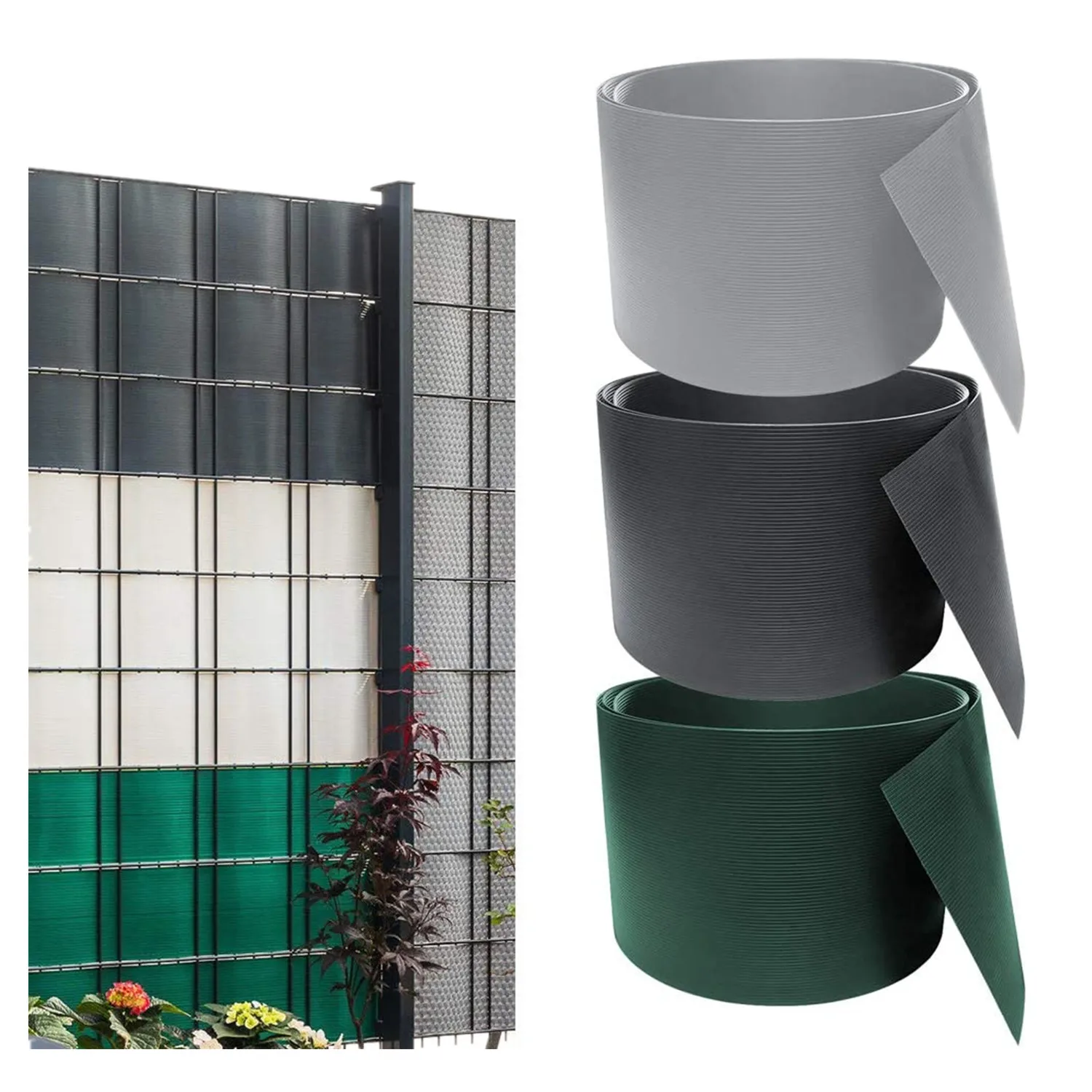 UNEED 19cm*26m PP Tape Fence Privacy Hard PVC Strip Screen Garden Fence