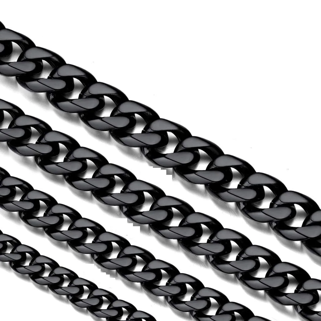 

Stainless Steel 3MM 5MM 7MM 13MM Width Miami Cuban Link Chains Necklaces Black For Men Women Basic Accessories C Jewelry Choker