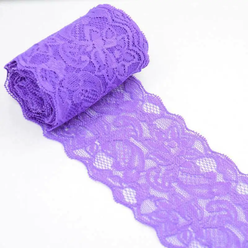 

8cm Floral Stretch Elastic Pierced Knitted Soft Lace Fabric for Lady Dress Wedding Decoration