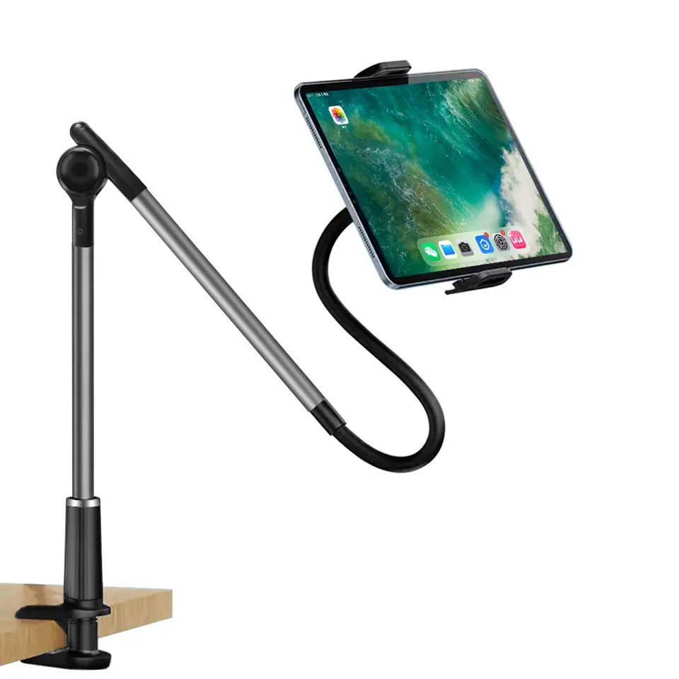 

360 degree rotation long arm universal adjust mobile mount stand clip desk bed flexible gooseneck deskside lazy phone holder