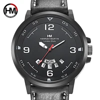 

HANNAH MARTIN 1602 Fashion Quartz Cheap Watch For Man Leather Week Showed Calendar Casual Men Watch With Day And Date