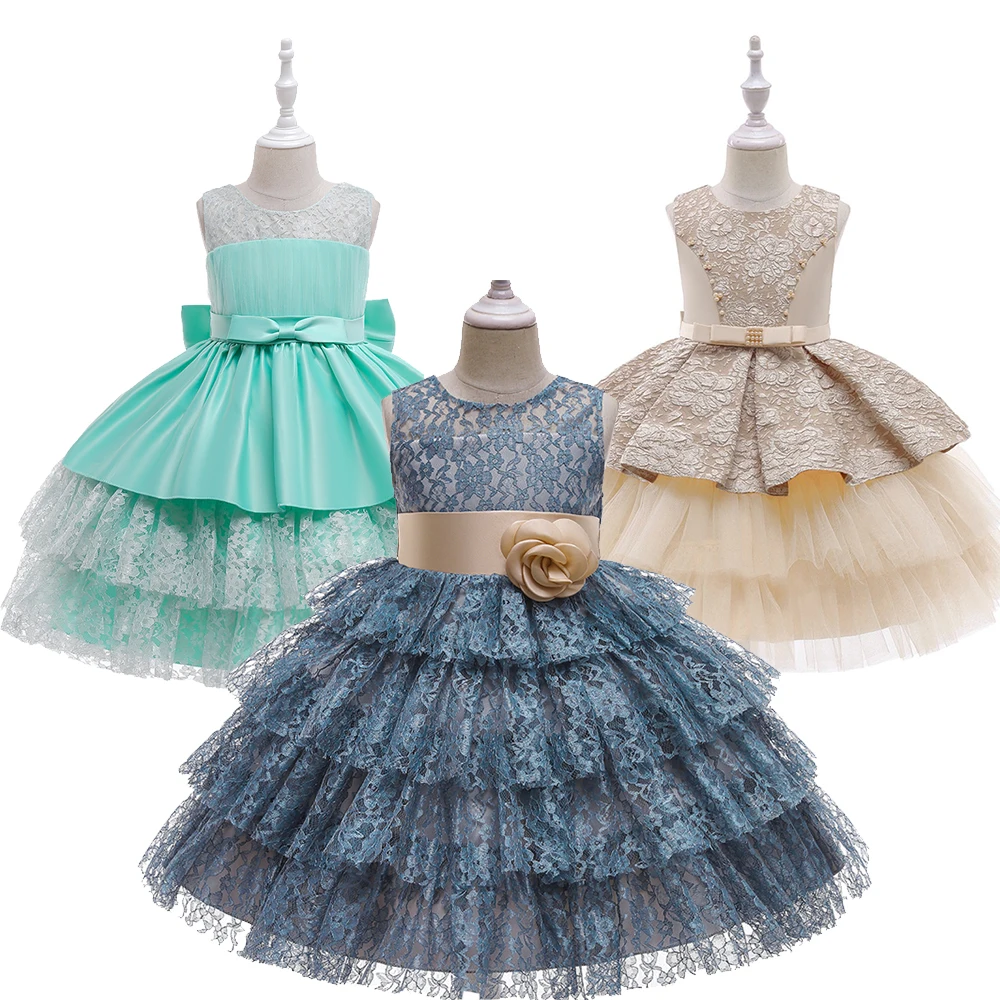 

Factory Price Children Clothes Girl Layered Lace Frock Kids Baby Ruffle Birthday Party Tutu Dress