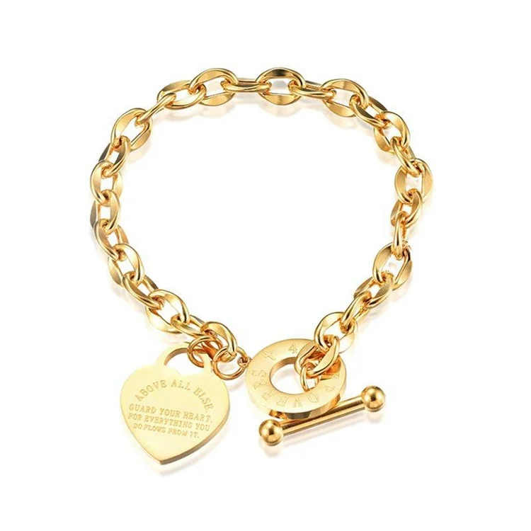 

Wholesale Stainless Steel Fashion Women Personalized Ot Buckle Designer Cuba Bracelet Love Pendant Bracelet
