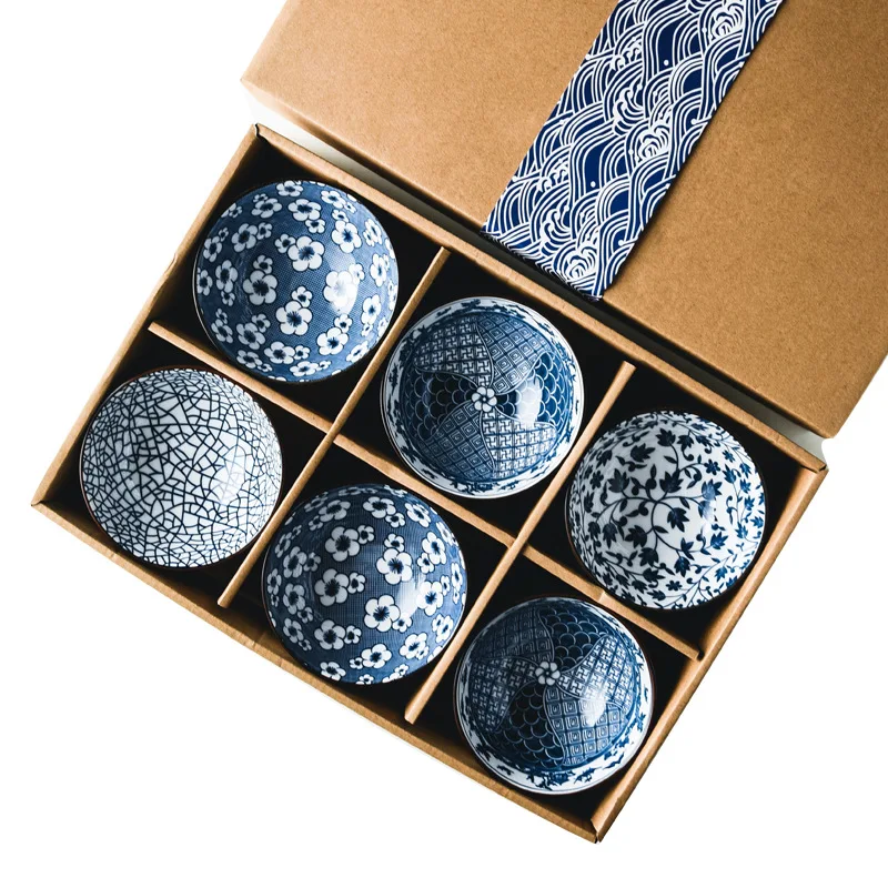 

Japanese ceramic tableware gift bowl set blue and white porcelain bowl set