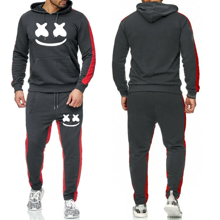 

Latest Design Printed Sports Sweater Long Sleeve Suit Men Fitness Casual Loose Pant Size Hoodies Gym Sets, As pictures