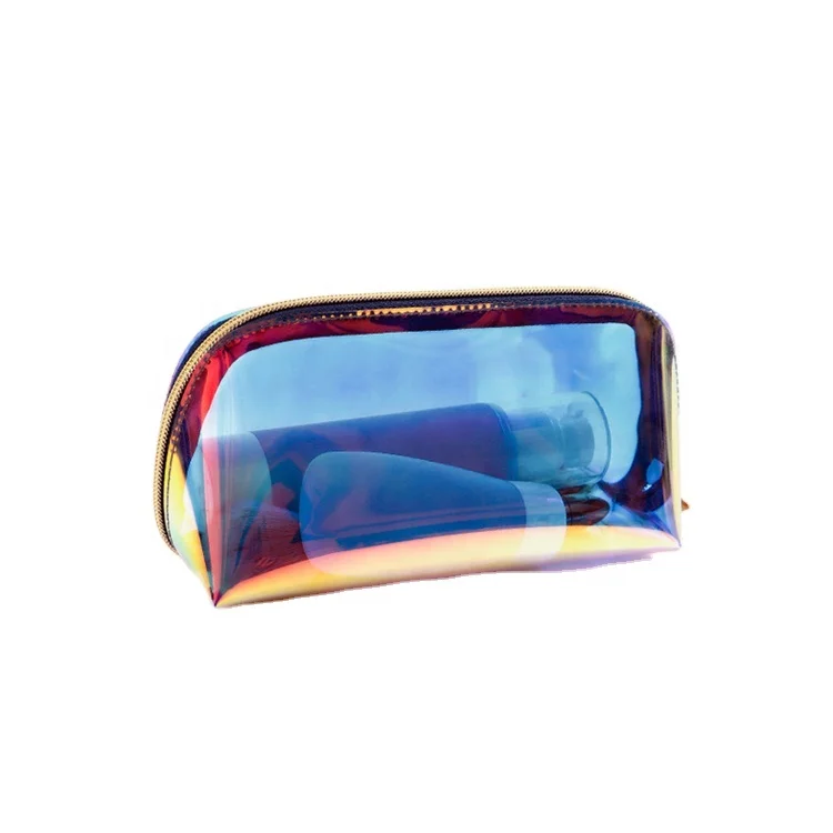 

Waterproof Unique Travel Custom Printed Portable Cylindrical Cute Makeup Hologram Clear Cosmetic Bag, Holographic ,customized color