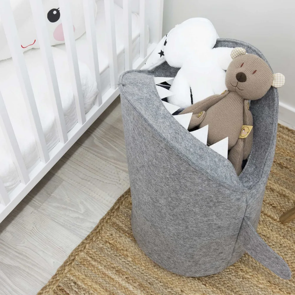 

HUAYI Nordic Style Felt Cloth Folding Laundry Basket Shark Design Laundry Bag for Toys Clothes Storage Basket Bags Home Organize