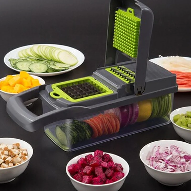 

12 in 1 Storage Container Onion Chopper Fruits Cutter Mandoline Slicer Food Chopper Cutter Adjustable Vegetable Slicer and Dicer, Custom color