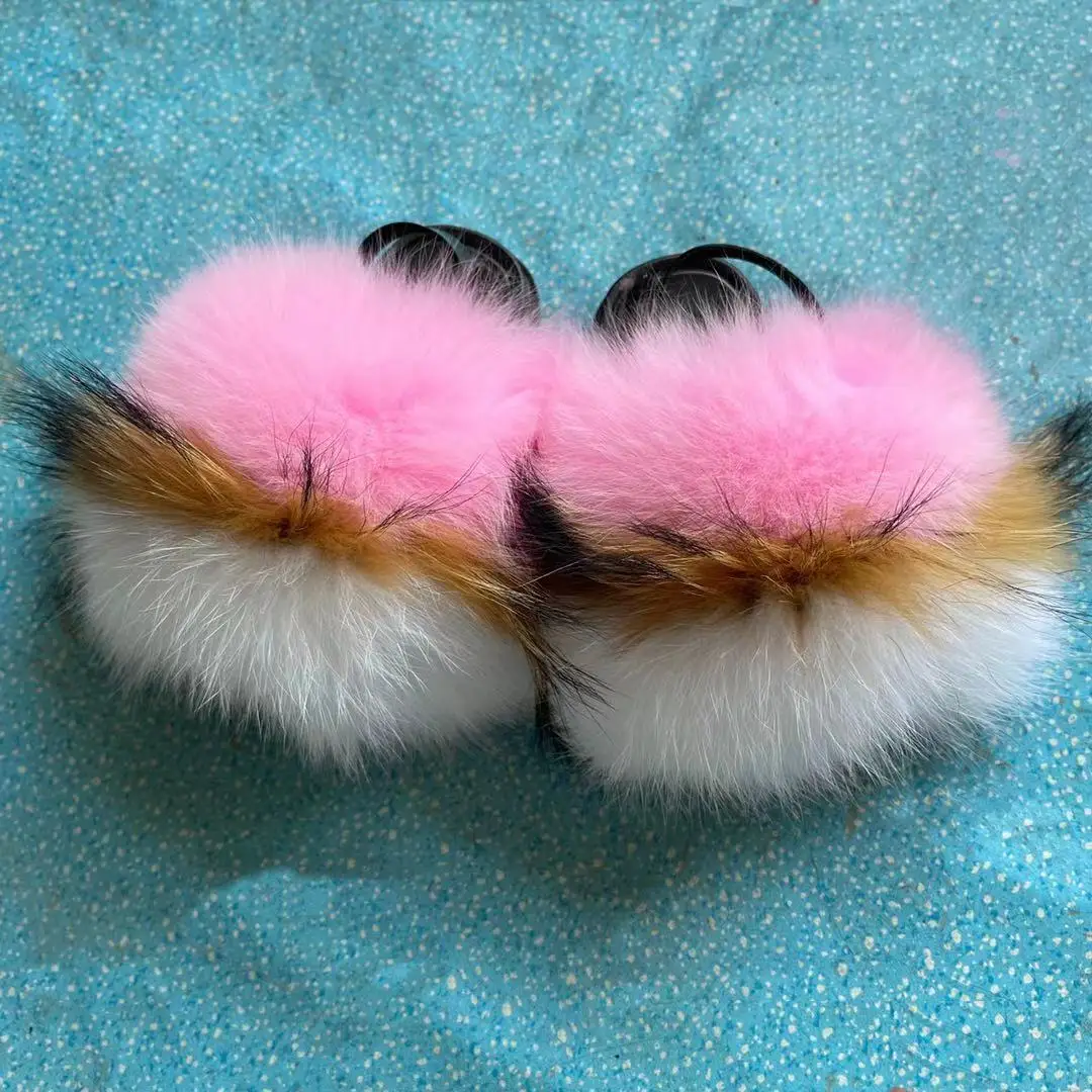 

2021new model kids fluffy fur slides fur slippers for kids kids fur slipper, Customized color