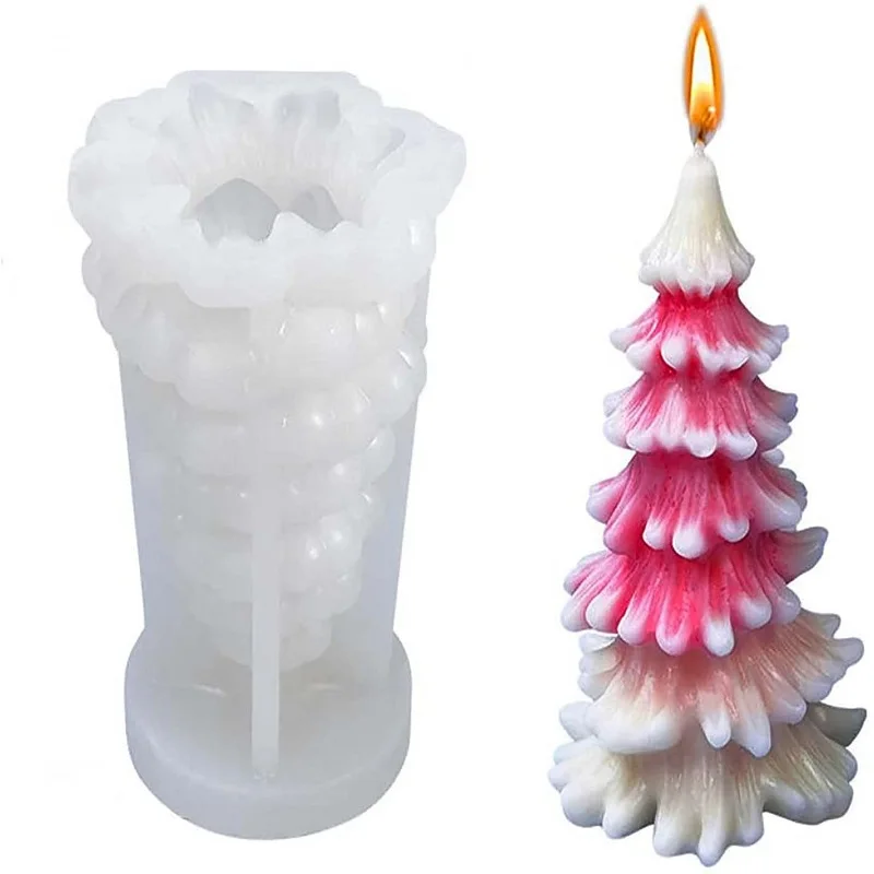 

New Design 3D Home Decoration Resin Epoxy DIY Mould Custom Christmas Series DIY Aromatherapy Silicone Pillar Candle Mold, Translucent