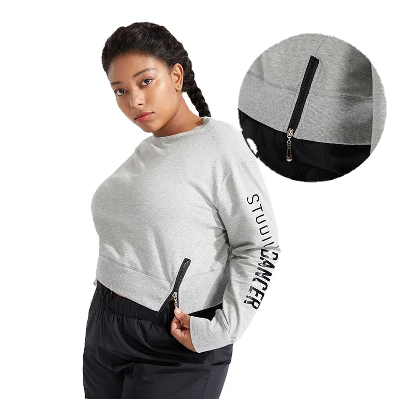 

Fashion Letter printing Loose Style Sports Shirts Round Neck Design Breathable Women Sport Top