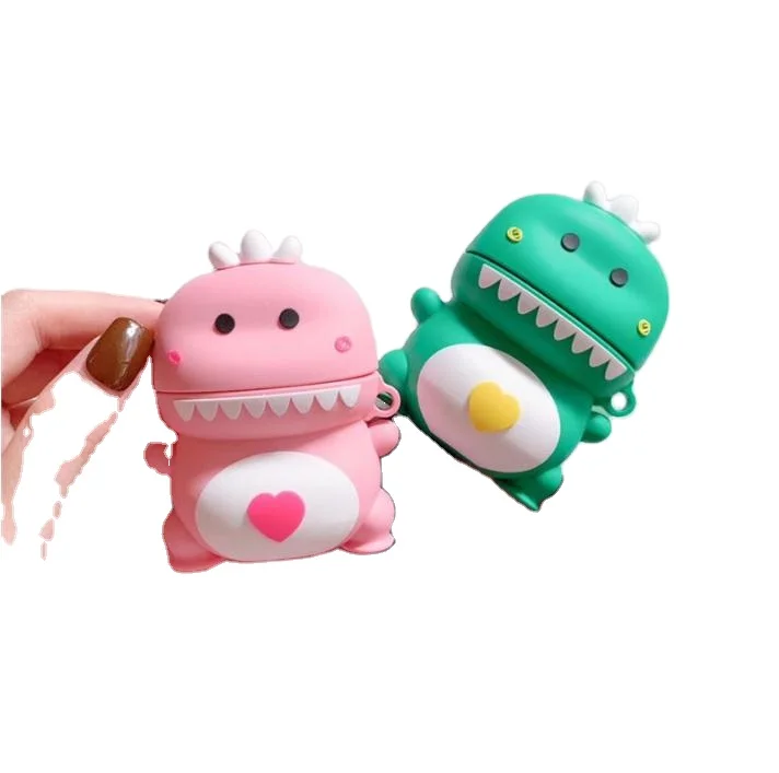 

Cartoon Creative Love Little Dinosaur Design Silicone Case Earphone Cover Cases For Airpods, 4 colors