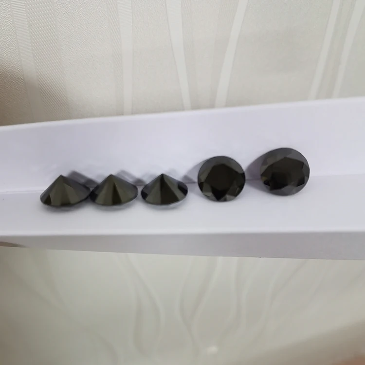 

Wuzhou loose gemstone wholesale high quality black moissanite diamond round shape synthetic black moissanite stones