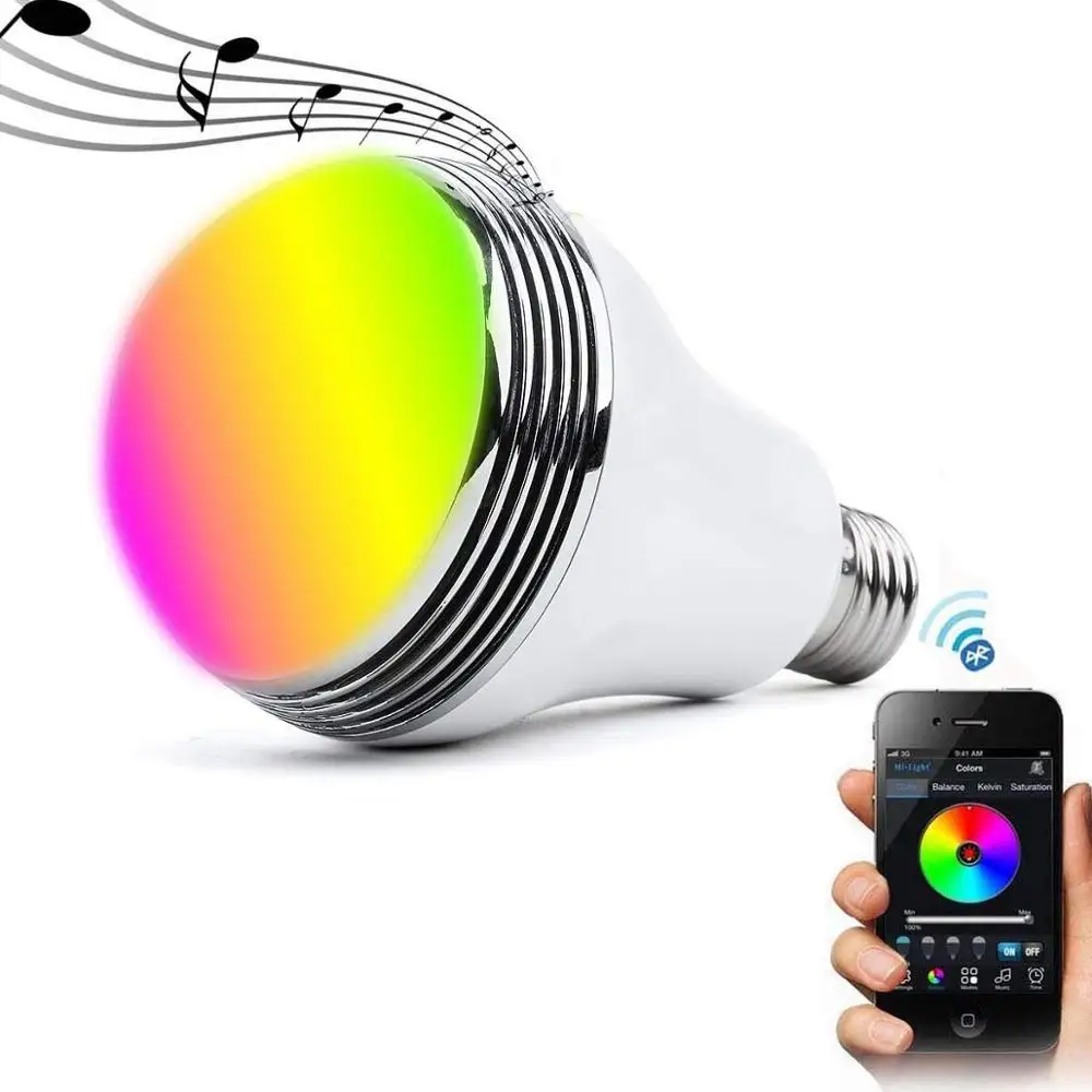 LED Smart Light Bulb with Bluetooth Speaker APP Controls RGB Color Change