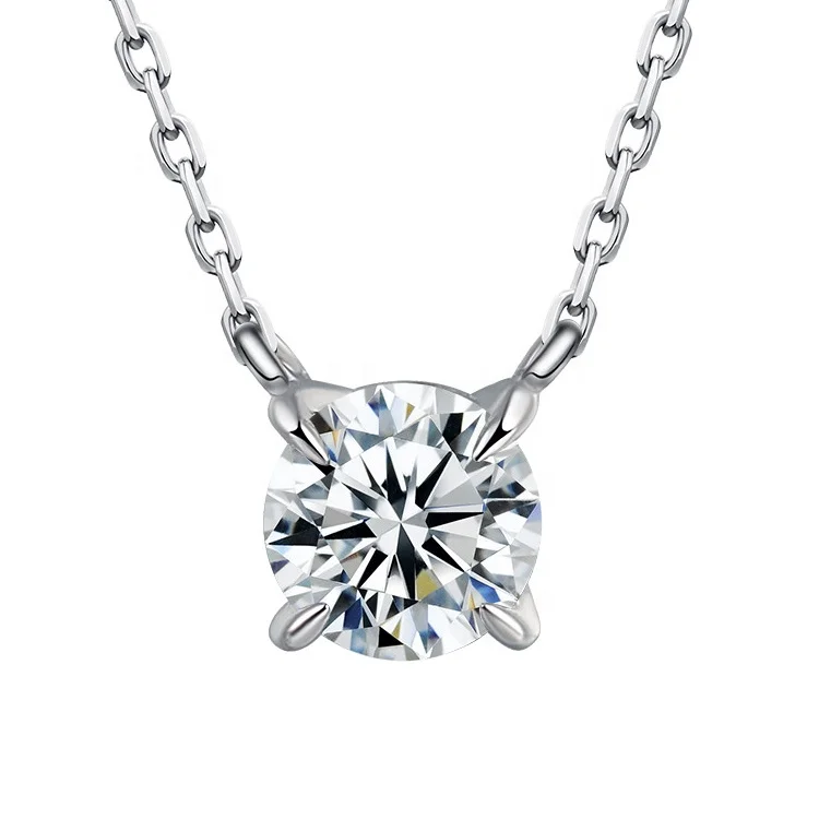 

4 prong classic round diamond necklace match for all 14k 18k plantinum diamond pendant necklace with chain