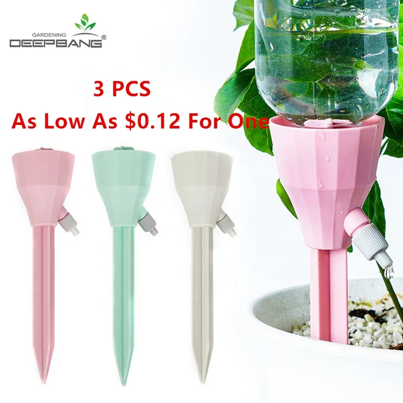 

Hotsell High Quality PP Pink Green Grey 3 Pieces Set Automatic Watering Dripper Spike Indoor Flower Drip Irrigation For Vacation